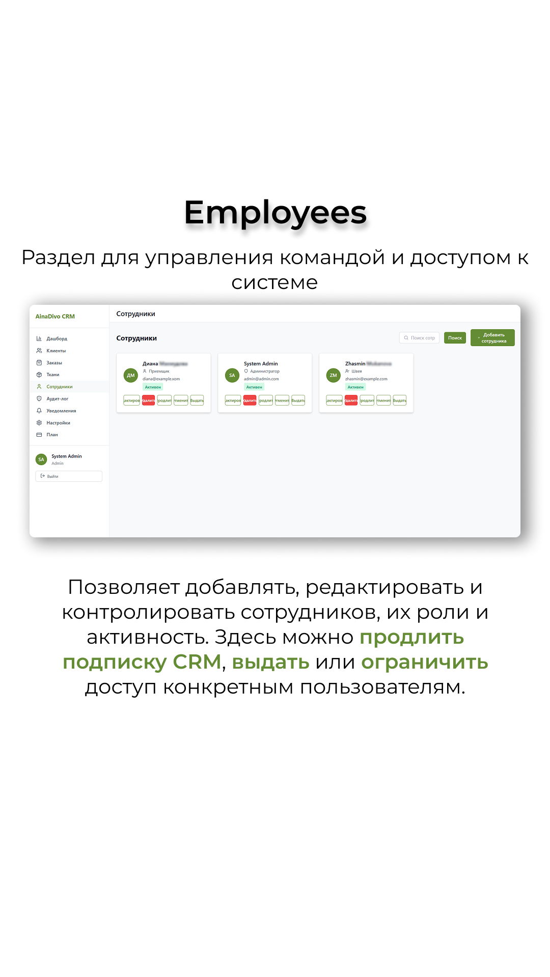 AinaDivo CRM — сотрудники